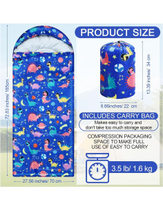 Saco de dormir Fanfanwin 3 estaciones niños 185x70cm azul 2