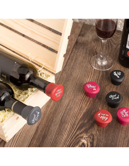 Set de 8 Tapones de Silicona para Vino Whaline - Reutilizables