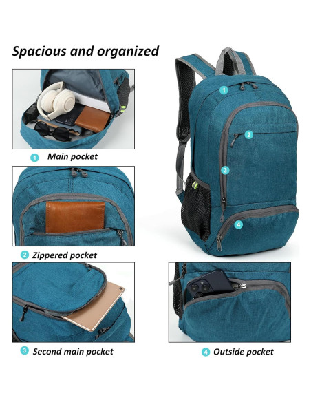Mochila de Senderismo Ultraligera TANTOMI 25L Plegable Azul Mochila de Senderismo Ultraligera TANTOMI 25L Plegable Azul