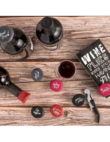 Set de 8 Tapones de Silicona para Vino Whaline - Reutilizables