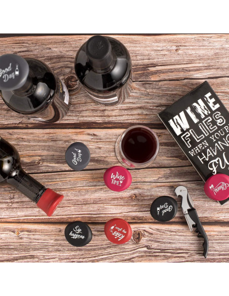 Set de 8 Tapones de Silicona para Vino Whaline - Reutilizables