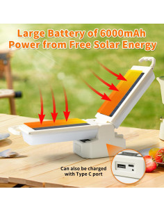 Linterna de Camping Solar Heromind 6000mAh IP44 300lm 4 Colores 2