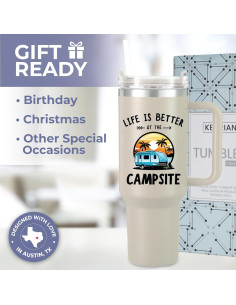 Taza de Camping KEDRIAN 1.18L con Tapa y Popote - Regalo Ideal 2