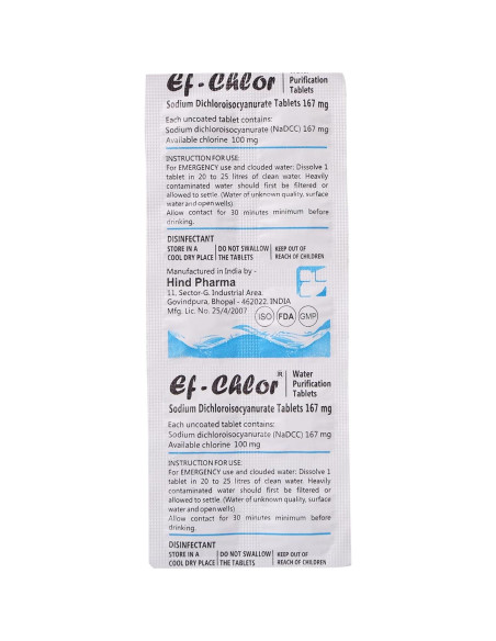 Tabletas Purificadoras de Agua Ef-Chlor 167 mg - 100 Tabletas