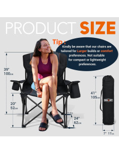 Silla de Camping Sobredimensionada Overmont + Carro Plegable 204kg 2