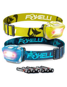 Paquete de 2 Linternas Frontales LED Foxelli - Impermeables