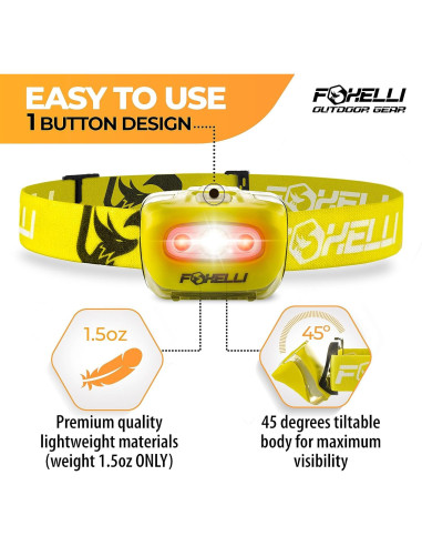 Paquete de 2 Linternas Frontales LED Foxelli - Impermeables