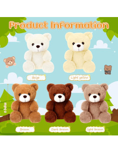 Ositos de Peluche Suaves HyDren - 5 Piezas 20 cm Colores Variados 2