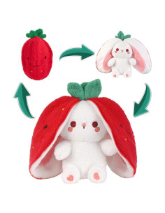 Peluche Reversible Emoin Conejo de Fresa 18cm - Juguete Interactivo