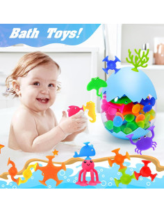 Juguetes de Baño de Ventosa HYSZXUS 27 Piezas para Niños 2