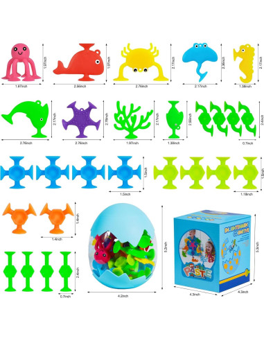 Juguetes de Baño de Ventosa HYSZXUS 27 Piezas para Niños