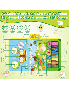 Alfombra Musical Kiiwdvn para Bebés 3 en 1 Verde 2