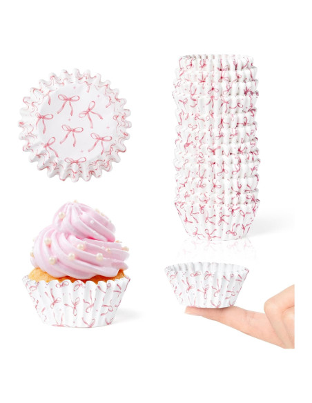 COcnny Mini Copas de Hornear Rosa - 300 Piezas para Cupcakes
