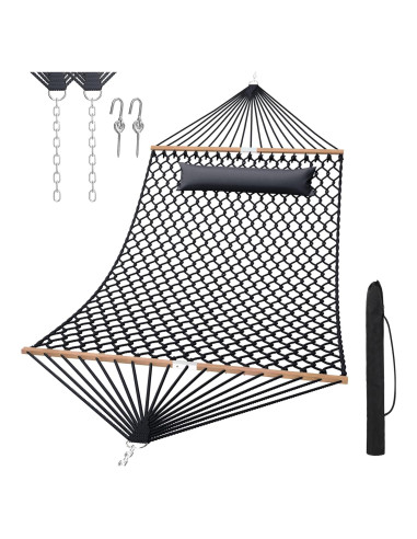 Hamaca Tonahutu 3.20m x 1.52m Algodón Tejida a Mano Gris Oscuro