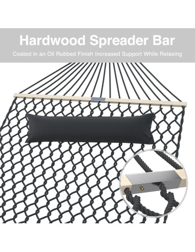 Hamaca Tonahutu 3.20m x 1.52m Algodón Tejida a Mano Gris Oscuro