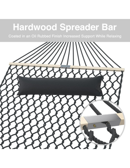 Hamaca Tonahutu 3.20m x 1.52m Algodón Tejida a Mano Gris Oscuro