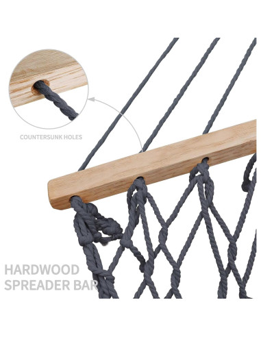 Hamaca Tonahutu 3.20m x 1.52m Algodón Tejida a Mano Gris Oscuro