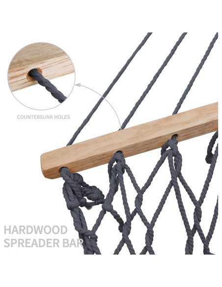 Hamaca Tonahutu 3.20m x 1.52m Algodón Tejida a Mano Gris Oscuro