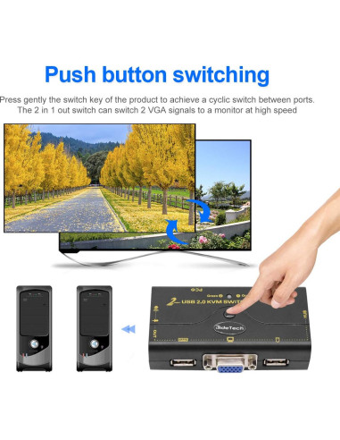 Interruptor KVM USB 2.0 JideTech 2 Puertos VGA 2048x1536