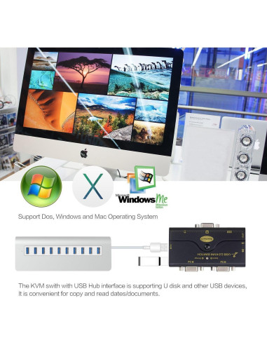 Interruptor KVM USB 2.0 JideTech 2 Puertos VGA 2048x1536