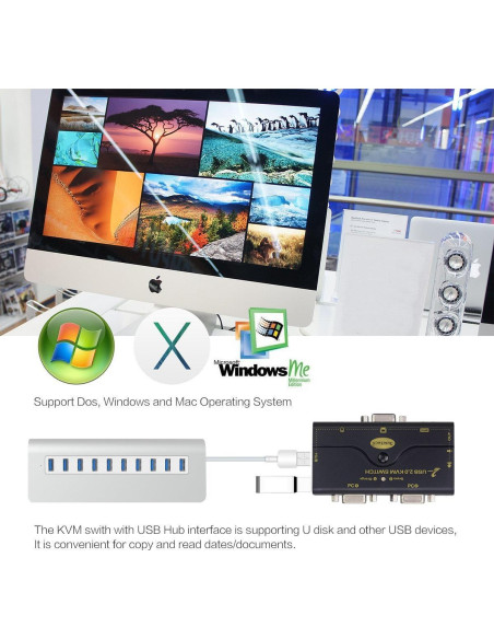 Interruptor KVM USB 2.0 JideTech 2 Puertos VGA 2048x1536