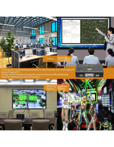 Interruptor KVM USB 2.0 JideTech 2 Puertos VGA 2048x1536