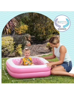 Piscina Inflable Cuadrada Grip A Pool Rosa 86 cm para Bebés 2