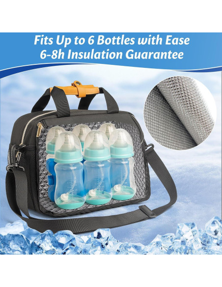 Bolsa de Extractor de Leche CarryWise con Enfriador para 6 Botellas