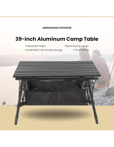 Mesa Plegable de Camping Arrowhead 99 cm Aluminio Ajustable