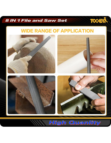 Juego de limas y sierras TOOLAN 8 en 1 con mango ergonómico