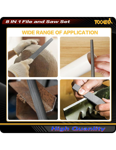 Juego de limas y sierras TOOLAN 8 en 1 con mango ergonómico