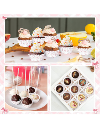 COcnny Mini Copas de Hornear Rosa - 300 Piezas para Cupcakes