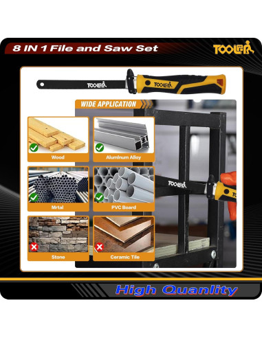Juego de limas y sierras TOOLAN 8 en 1 con mango ergonómico