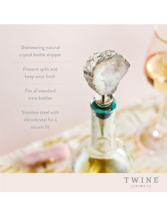 Tapon de Botella de Vino Geode Blanco Twine - Acero Inoxidable 2