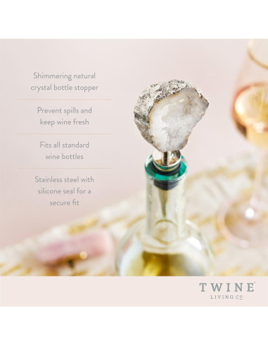 Tapon de Botella de Vino Geode Blanco Twine - Acero Inoxidable