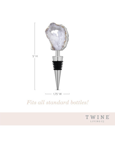 Tapon de Botella de Vino Geode Blanco Twine - Acero Inoxidable