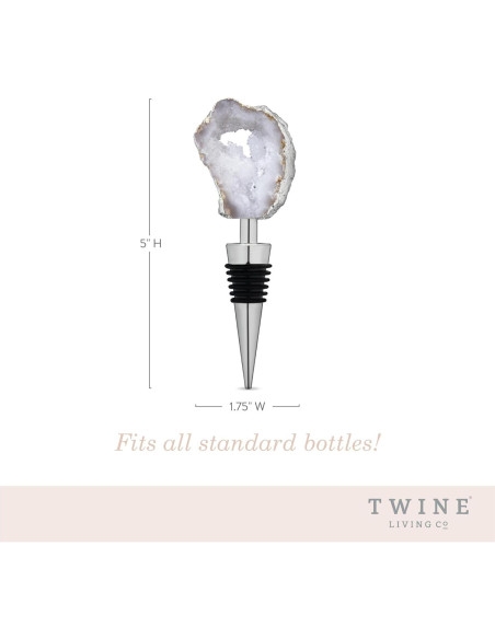 Tapon de Botella de Vino Geode Blanco Twine - Acero Inoxidable