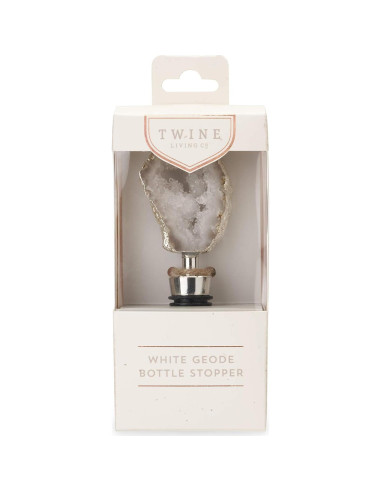 Tapon de Botella de Vino Geode Blanco Twine - Acero Inoxidable