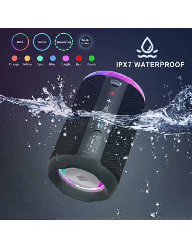 Altavoz Bluetooth Portátil GEEKTOP A7 Arance4 IPX7 12H Negro