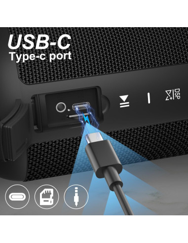 Altavoz Bluetooth Portátil GEEKTOP A7 Arance4 IPX7 12H Negro