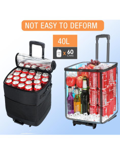 Enfriador Rodante Plegable ZHJINGYU 40L con Carrito y Aislamiento 2
