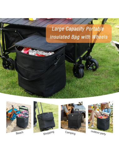 Enfriador Rodante Plegable ZHJINGYU 40L con Carrito y Aislamiento