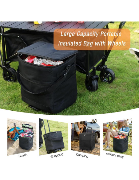 Enfriador Rodante Plegable ZHJINGYU 40L con Carrito y Aislamiento