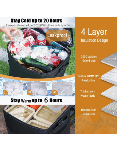 Enfriador Rodante Plegable ZHJINGYU 40L con Carrito y Aislamiento