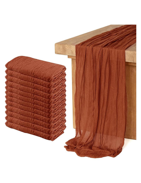 Paquete de 12 Caminos de Mesa de Gasa KEEPSHOWING Terracota
