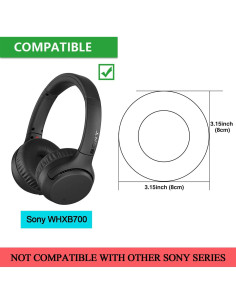 Cojines de Espuma de Memoria para Auriculares Sony WH-XB700 - Negro 2