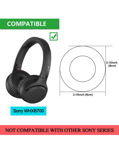 Cojines de Espuma de Memoria para Auriculares Sony WH-XB700 - Negro