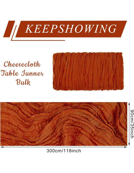 Paquete de 12 Caminos de Mesa de Gasa KEEPSHOWING Terracota