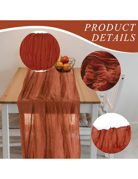 Paquete de 12 Caminos de Mesa de Gasa KEEPSHOWING Terracota