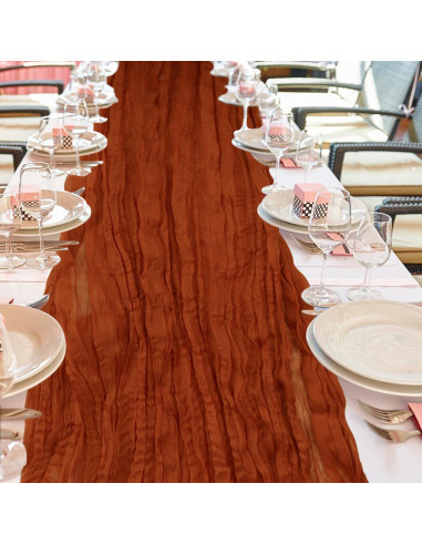 Paquete de 12 Caminos de Mesa de Gasa KEEPSHOWING Terracota